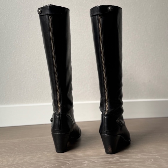 FRYE Jackie Tall Full-Grain Leather Boots in Black, size 7.5 - Picture 3 of 12